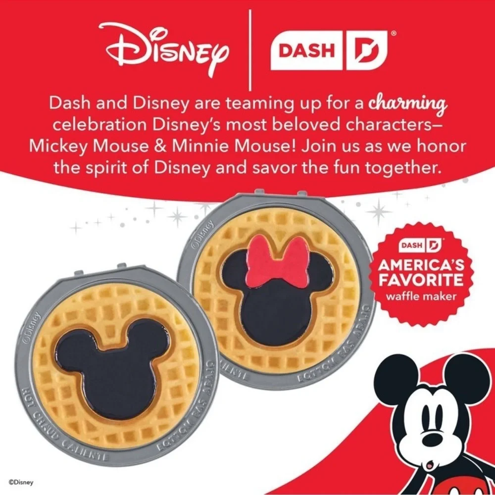 8 Units Disney Dash Mickey Mouse Waffle Plates - Pink and Gold